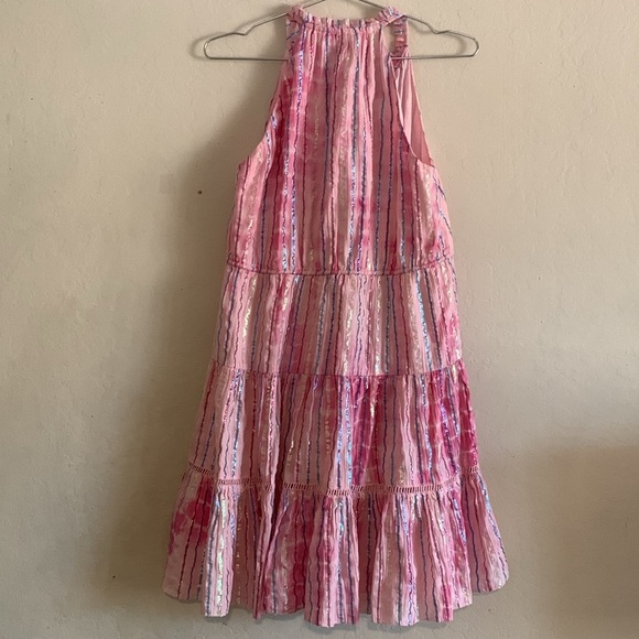 Saylor Rheta Metallic Stripe Dress Women Casual Party Wear Tie Dye Size Small - Picture 7 of 9